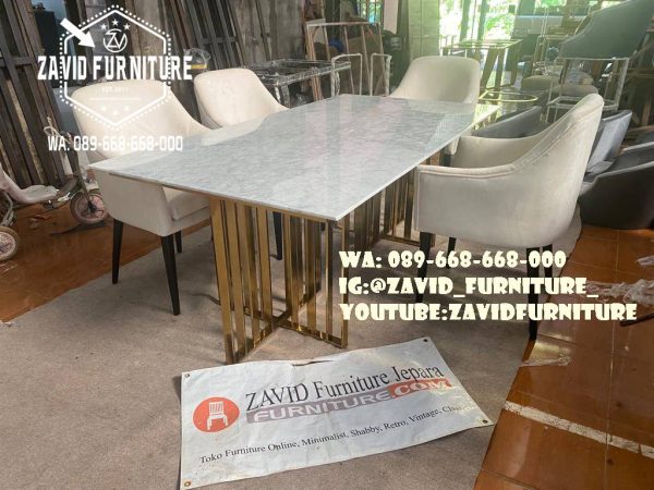 Jual Meja Makan Marmer Bandung Kaki Stainless Harga Murah