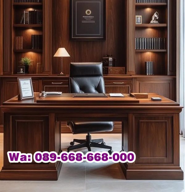 Meja Direktur Kantor Kayu Mewah