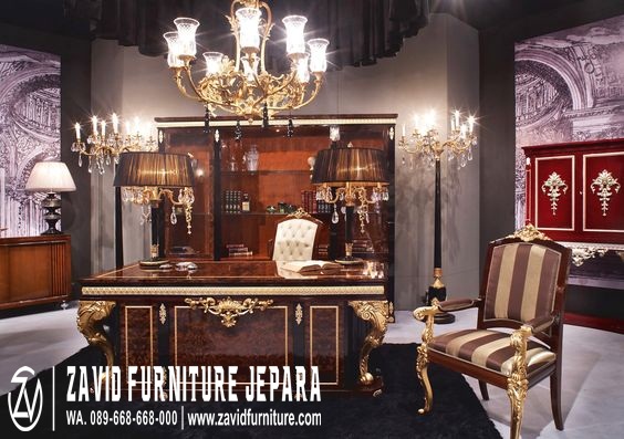 Meja Kantor Direktur Kayu Jati Mewah Ukir Surabaya