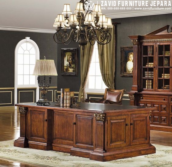 Meja Kerja Kantor Direktur Kayu Jati Desain Simple Terbaru