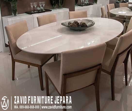 Meja Makan Marmer Oval Model Paling Baru Desain Mewah Elegan