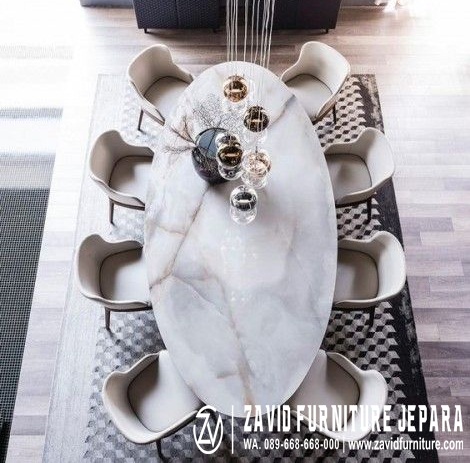 Meja Makan Marmer Desain Mewah Elegan Kualitas Paling Bagus