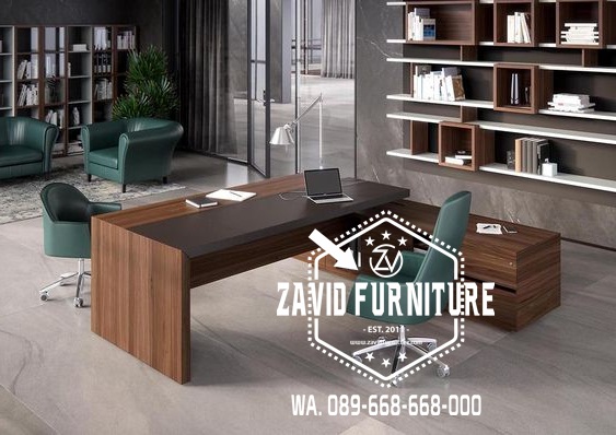 Meja Kantor Direktur Kayu Jati Desain Modern Simple Elegan Terlaris