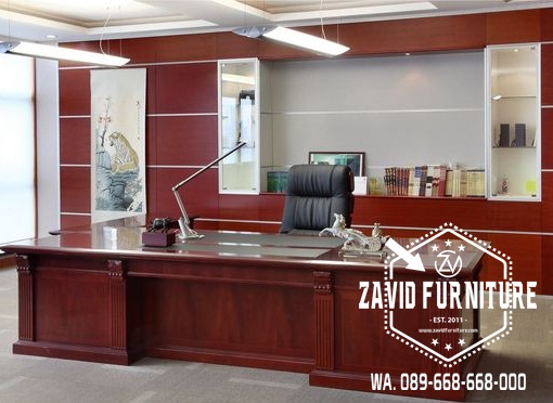 Meja Direkture Kantor Modern Kayu Jati Desain Mewah