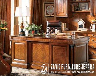 Meja Kantor Direktur Terlaris Desain Simple Elegan Kayu Jati Surabaya