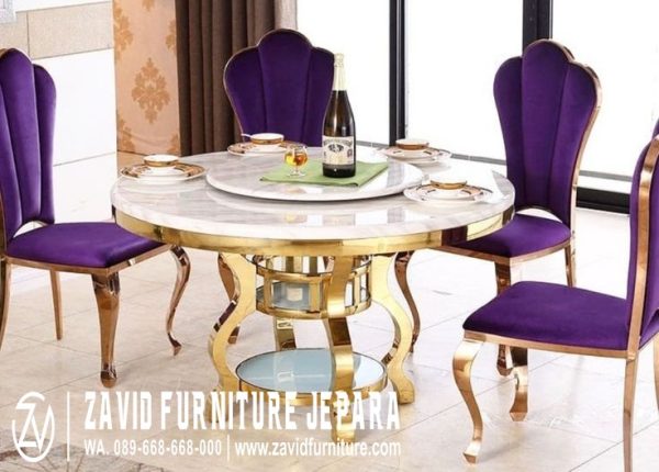 Meja Makan Marmer Bulat Desain Mewah Modern Jakarta