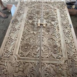 Pintu Kayu Jati Ukiran Relief Klasik Mewah Modern Desain Paling Laris