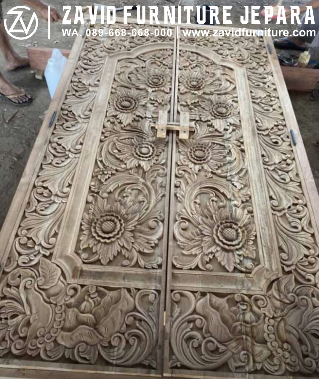 Pintu Kayu Jati Ukiran Relief Klasik Mewah Modern Desain Paling Laris