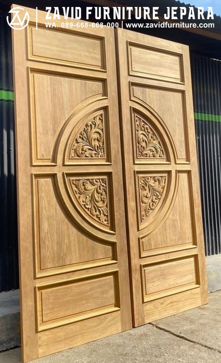 Pintu Kayu Jati Relief Modern Desain Paling Baru Berkelas