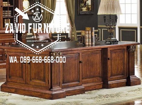 Meja Kantor Direktur Kayu Jati Mewah Elegan Terpopular Jakarta