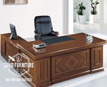 Meja Direktur Kayu Jati Simple Elegan Modern Terlaris Tangerang