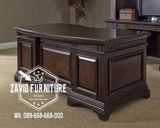 Meja Direktur Kayu Jati Simple Elegan Modern Terlaris Tangerang