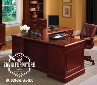 Meja Kantor Direktur Kayu Jati Mewah Modern Desain Kekinian Terlaris Kalimantan