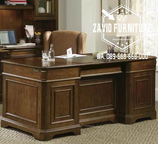 Meja Kantor Direktur Jati Desain Simple Modern Kayu Pilihan