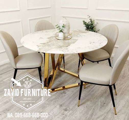 Meja Makan Marmer Mewah Modern Desain Unik Minimalis Bandung