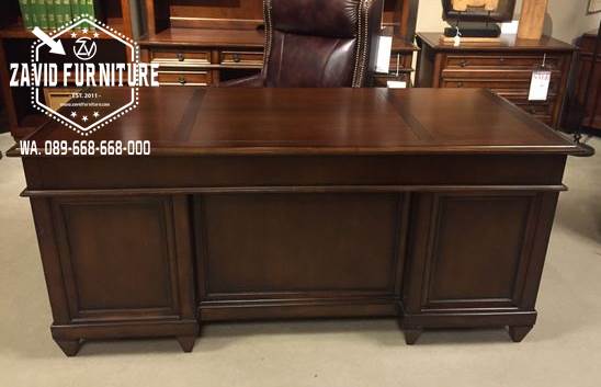 Meja Kerja Kantor Direktur Kayu Jati Desain Minimalis Modern Tangerang