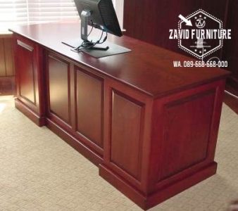 Meja Kantor Kerja Direktur Kayu Jati Modern Desain Simple Minimalis Banten