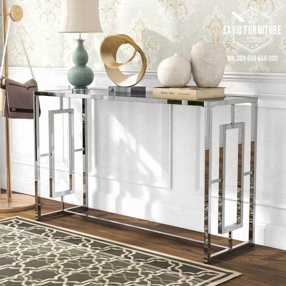 Meja Konsul Stainless Warna Silver Minimalis Termurah