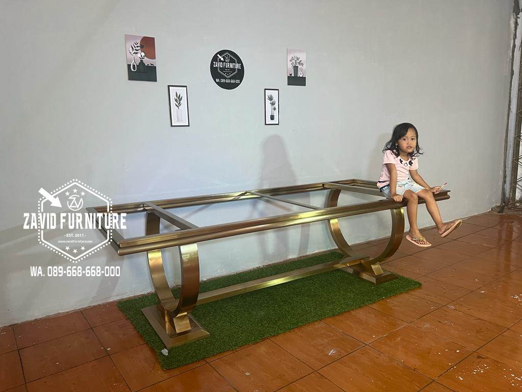 Kaki Meja Cincin Stainless Hairline Gold Doff Paling Laris 