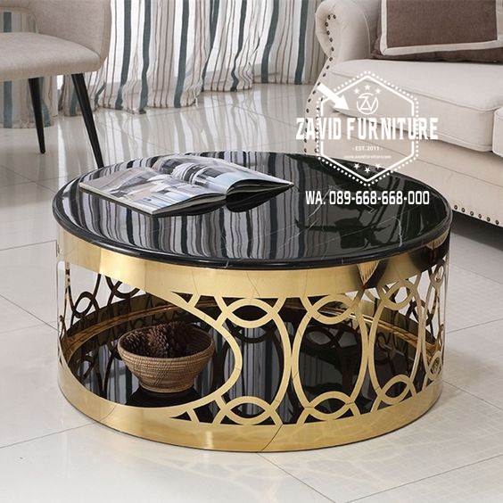 Coffe Table Stainless Bentuk Bulat Modern Unik Termurah
