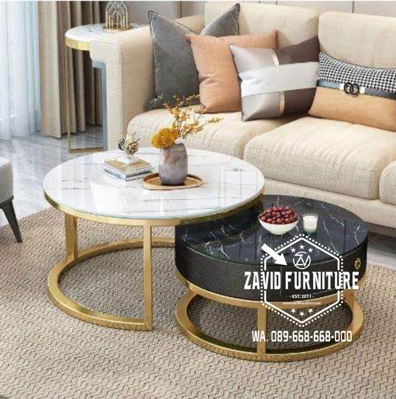 Coffe Table Stainless Bentuk Bulat Modern Unik Termurah