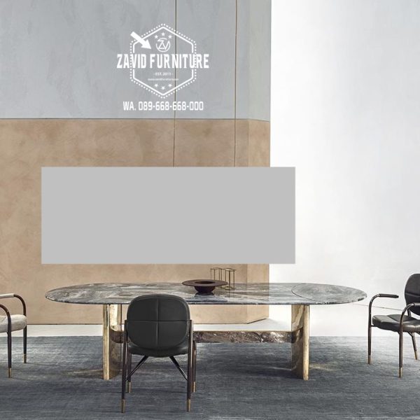 meja makan marmer oval terbaru 2023 desain modern kekinian