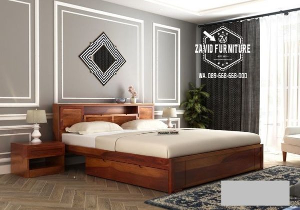tempat tidur minimalis desain unik kayu jati