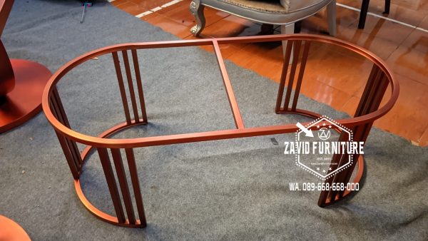 kaki meja tamu stainless rose gold oval