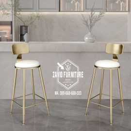 kursi bar stainless gold tinggi jok putih