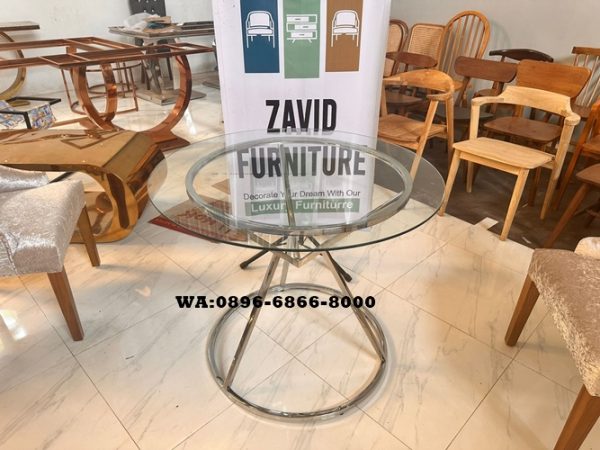 Meja Makan Stainless Kaca