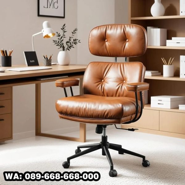 kursi kantor direktur putar jok kulit asli