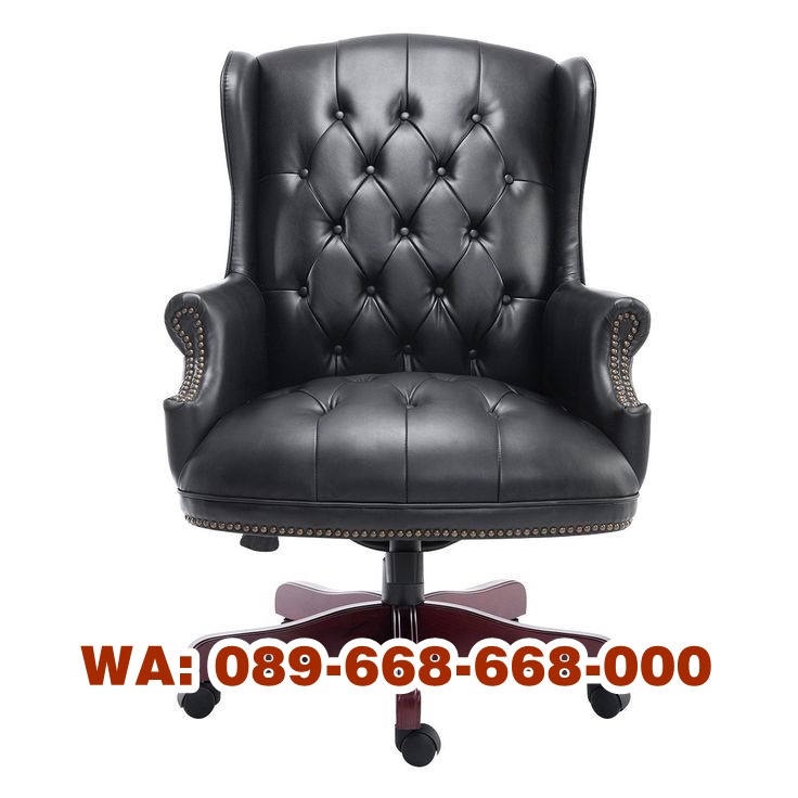 kursi kantor direktur putar kombinasi jok kulit asli