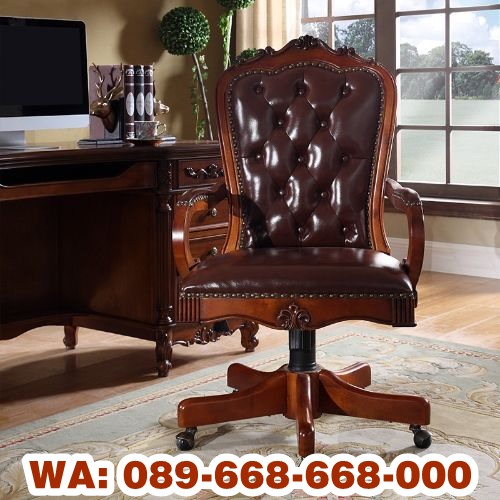 kursi kantor direktur putar kombinasi jok kulit asli