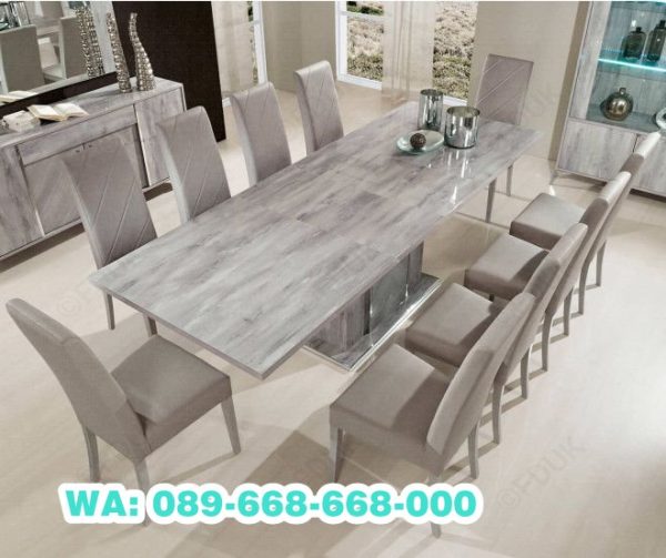 Meja Makan Marmer 10 Kursi Desain Mewah Modern