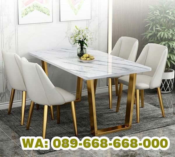 Meja Makan Stainless Marmer