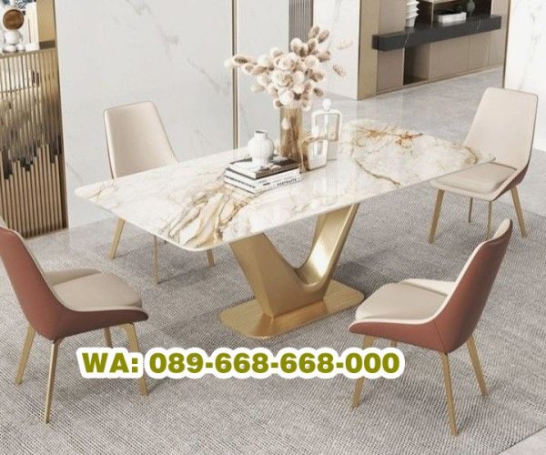 Meja Makan Stainless Marmer