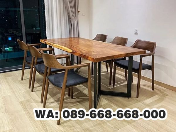 meja makan kayu trembesi 6 kursi terbaik