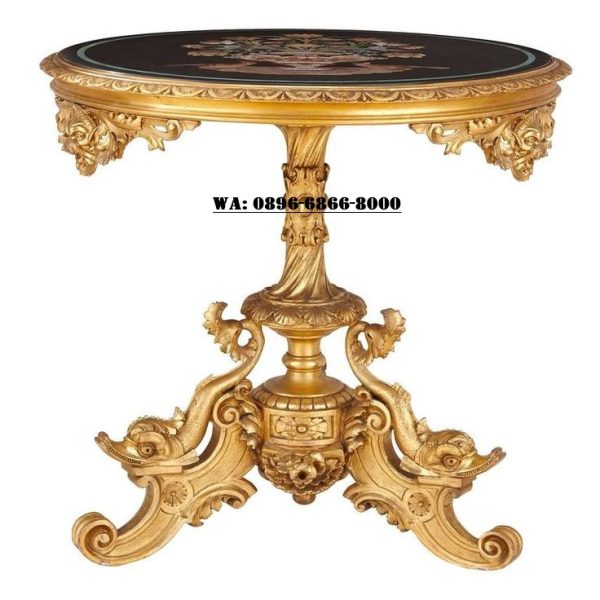 Meja Kayu Emas Ukir  Antik Nuansa Itali
