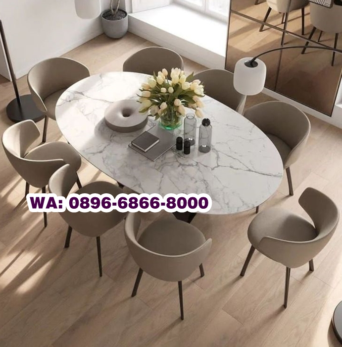 Meja Makan Italia Oval 8 Kursi
