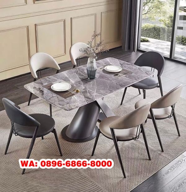 Meja Makan Marmer 6 Kursi Manado Modern