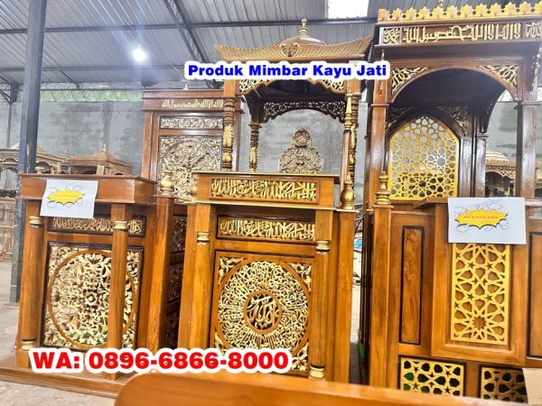 Mimbar Kayu Jati Mewah Palembang Model Baru