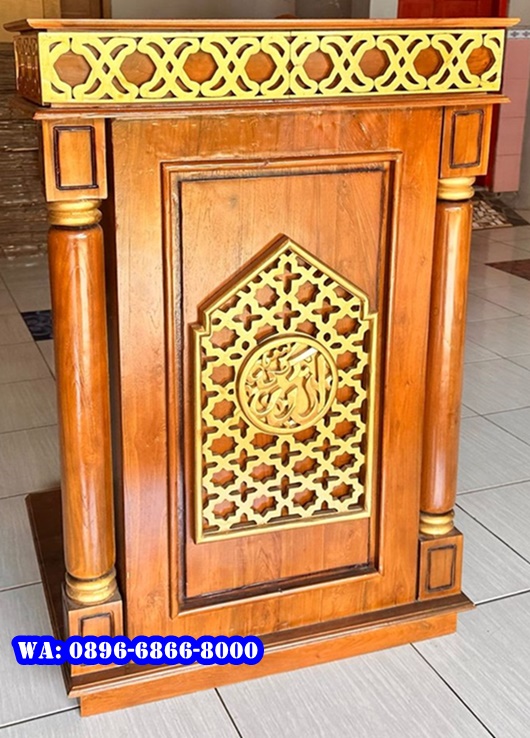 Mimbar Podium Masjid Kayu Jati Minimalis