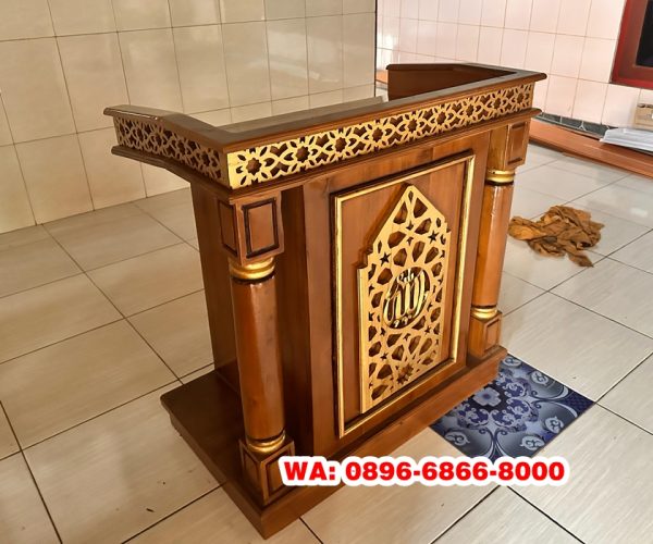 Podium Masjid Surabaya Kayu Jati Terbaru
