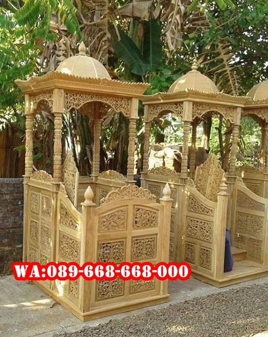 Jual Mimbar Masjid Bahan Kayu Jati Atasan Kubah