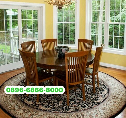 Meja Makan Bulat Kayu Jati