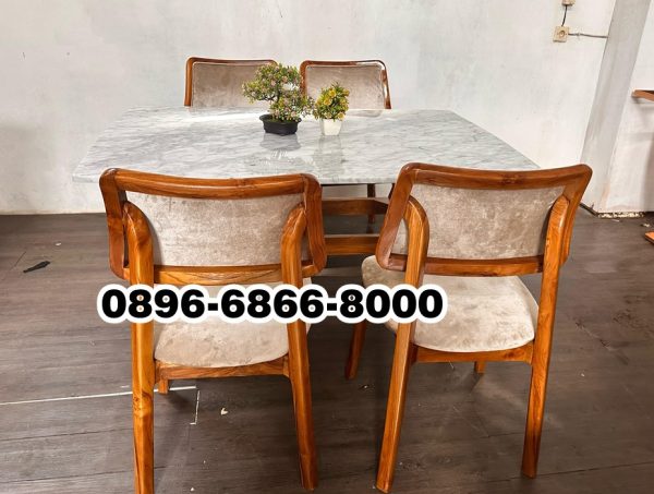 Meja Makan Marmer 4 Kursi Minimalis