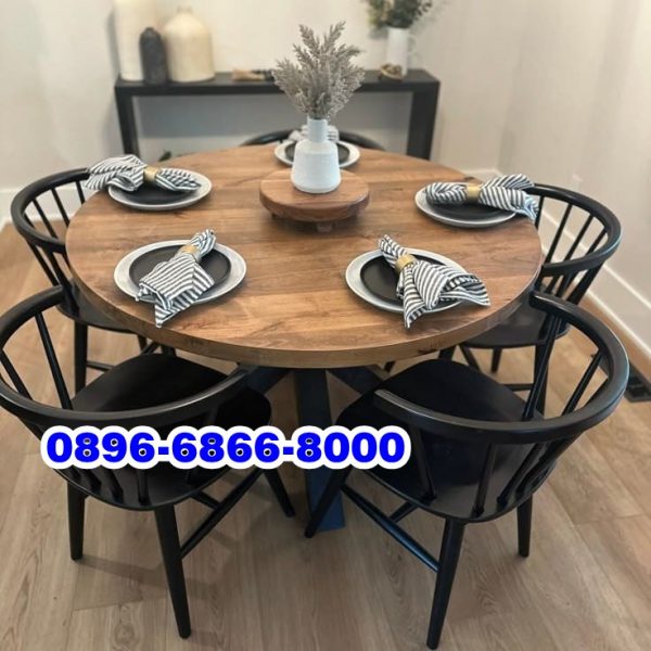 Meja Trembesi Bulat Utuh