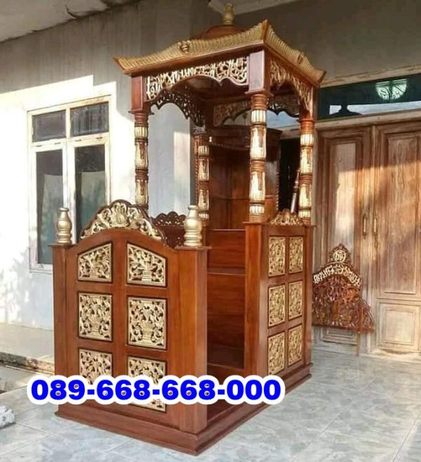 Mimbar Mewah Kayu Jati Full Ukiran