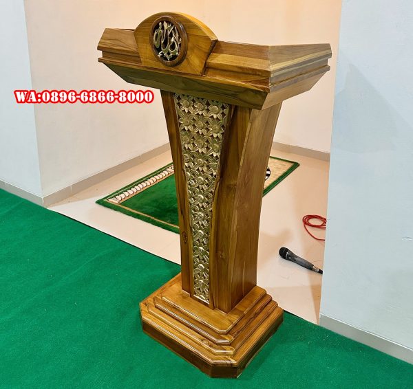 Podium Kayu Jati Kaligrafi Allah Minimalis