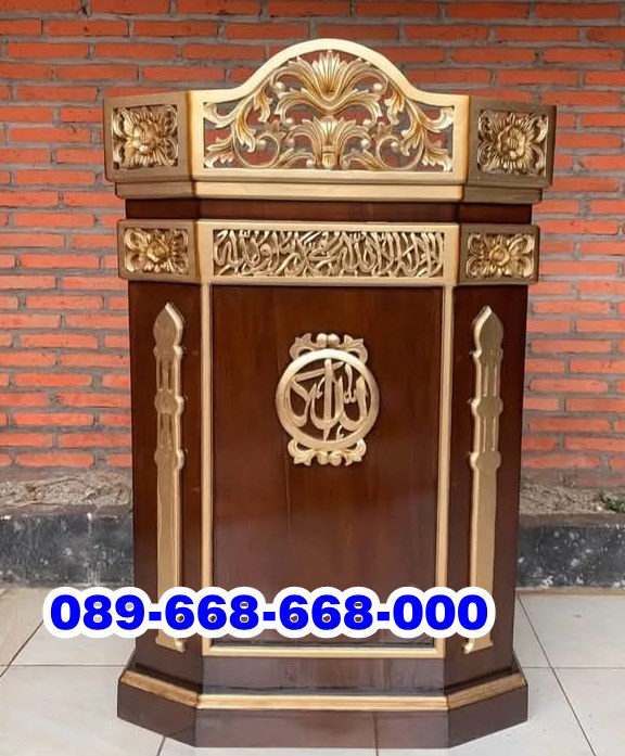 Podium Masjid  Ukir Kayu Jati Lafadz Allah
